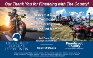 $100 Gift Card for Power Sport financed purchase at the dealer the member purchases from.